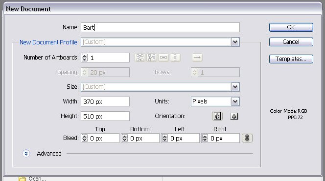Create New Illustrator Document