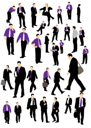 Free Vector Set of 32 Businessman Silhouettes