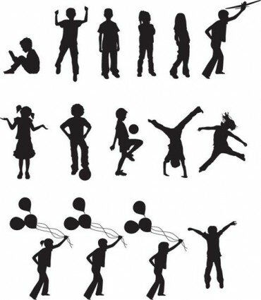 Free Vector children playing silhouettes