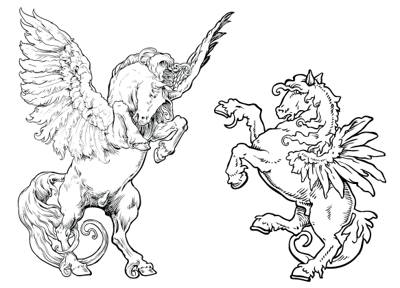 Hand Drawn Hand Drawn Winged Horses Image Preview